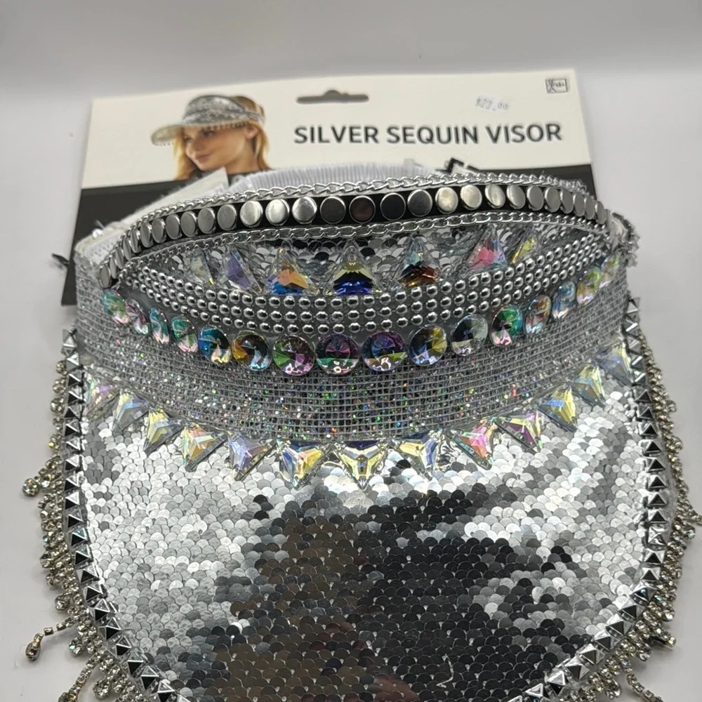 Silver Embellished Women's Visor